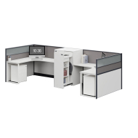 臻远ZYGW-129屏风工作卡位职员桌办公桌含储物衣柜 U型两人位