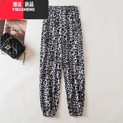 YIBUSHENG2024新款棉绸灯笼裤女季宽松休闲裤薄款防蚊裤长裤人造棉沙滩裤