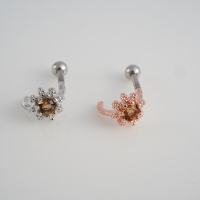 韩国进口气质璀璨烟花香槟钻弧形耳骨钉钛钢杆单只螺丝拧球堵送女朋友老婆情人节七夕生日礼物