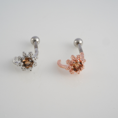 韩国进口气质璀璨烟花香槟钻弧形耳骨钉钛钢杆单只螺丝拧球堵送女朋友老婆情人节七夕生日礼物