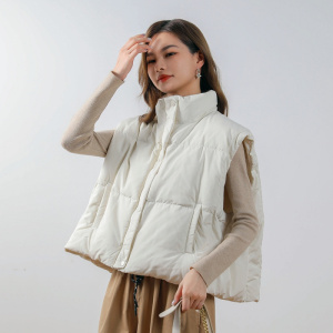 简约百搭秋冬季新款纯色女马夹坎肩秋冬背心保暖羽绒马甲