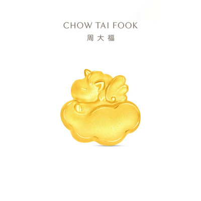 周大福马年生肖本命年云朵独角兽马黄金转运珠配绳EOR1553礼物