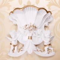 欧式复古壁饰天使壁挂美式墙面上装饰品花瓶花盆花篮客厅墙壁挂件 三维工匠 C蝶舞莺啼盆+雪顶大红126朵