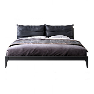 慧采云 北欧意式实木双人床现代简约1.5米主卧室小户型皮质软包床 1500mm*2000mm