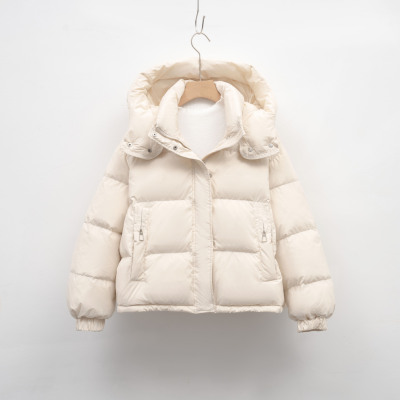 短款羽绒服女冬季新款韩版常规简约连帽小个子保暖面包服外套