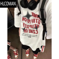 HLCOMAN特大码300斤美式复古情侣装潮牌t恤短袖男女夏季半袖上衣