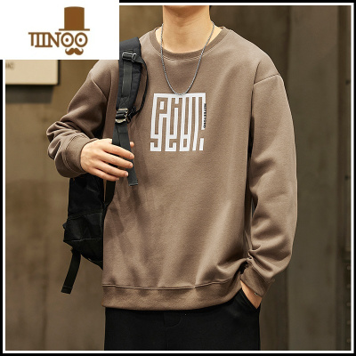 YANXU卫衣男士圆领宽松长袖t恤潮牌休闲无帽上衣2023衣服男秋装