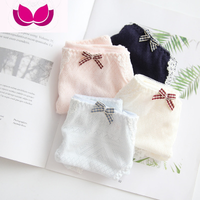 七斓日系全女内裤棉三角裤镂空舒适透气无痕蕾丝边中低腰少女学生