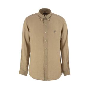 polo ralph lauren定制剪裁透气亚麻衬衫宽松舒适男士休闲外套