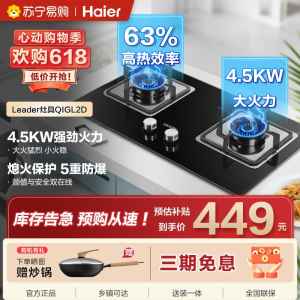 海尔智家统帅(leader)燃气灶JZT-QIGL2D 天然气4.5kW大火力台式嵌入式厨房家用双灶灶具双眼灶