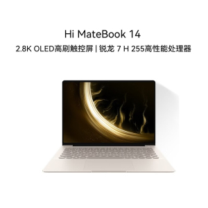 WIKO(唯科) 华为智选 Hi MateBook 14 14.2英寸笔记本电脑 R7-H255 32G 1TB 2.8K 120Hz OLED触控屏 方键盘 轻薄机身 晨曦金