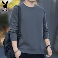 花花公子圆领长袖t恤男士卫衣2024年秋冬季新款潮流休闲打底衫男T