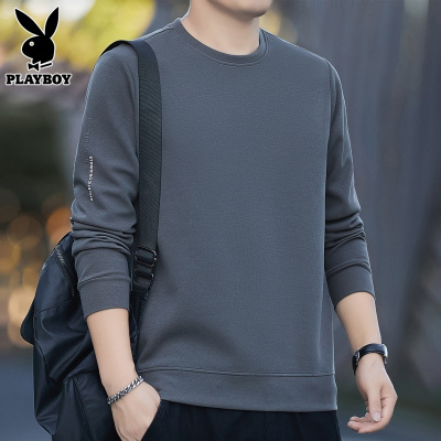 花花公子圆领长袖t恤男士卫衣2024年秋冬季新款潮流休闲打底衫男T