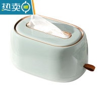 敬平纸巾盒抽纸盒家用客厅创意轻奢多功能收纳壁挂式弹簧餐巾纸盒 浅绿金2个装 桌面壁挂两用