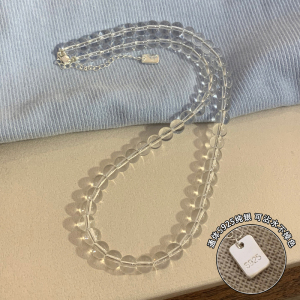 白水晶纯银项链颈链日常百搭配裙子适合夏天的锁骨链女小清新送女朋友老婆情人节七夕生日礼物 s925纯银压电白水晶项链