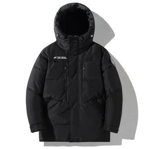 男装秋冬季连帽羽绒服中长款男士韩版加厚青少年迷彩情侣上衣外套