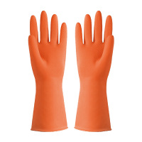匹牧 PM-ST-G067 乳胶手套 天然乳胶橘色清洁浸绒*S码68g 12双/打 单位:双(单双不发货)