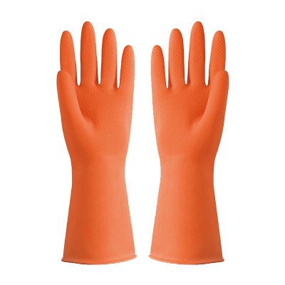 匹牧 PM-ST-G067 乳胶手套 天然乳胶橘色清洁浸绒*S码68g 12双/打 单位:双(单双不发货)
