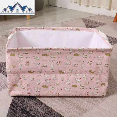 家居超大号棉麻布艺收纳储物箱盒筐篮可束口折叠衣服物柜整理防尘 三维工匠