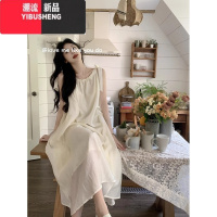 YIBUSHENG法式初恋无袖吊带连衣裙子女季2024新款海边度假高级感沙滩长裙