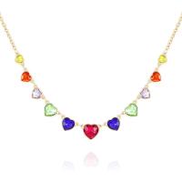 GUESS女士多色玻璃石金tone项链可调节链式锁扣时尚潮搭