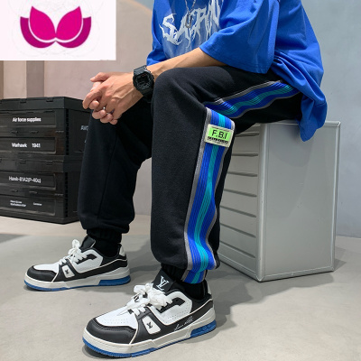 七斓青少年运动裤男新款潮卫裤学生休闲裤加肥加大胖子男装潮大码