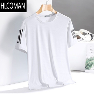 HLCOMAN夏季冰丝t恤男圆领速干衣短袖薄款透气半袖上衣男运动时尚宽松