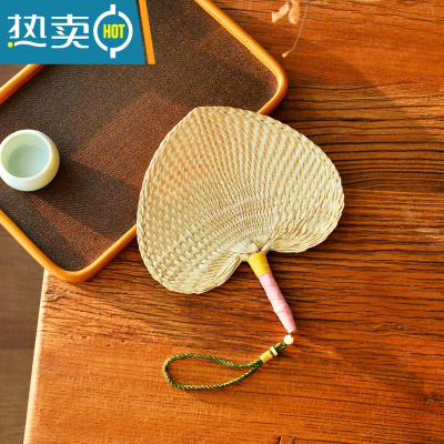 XIANCAI蒲扇老式手工编织夏季大扇子芭蕉扇老人葵扇手工扇夏天儿童女 宝宝爱心手胶吊绳20CM