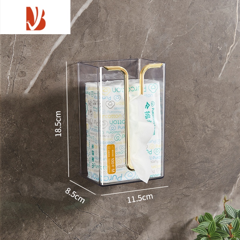 三维工匠洗脸巾收纳盒壁挂式面巾纸厕所纸巾盒抽纸盒免打孔卫生间厨房倒挂 透明白[轻奢收纳/横竖两用]