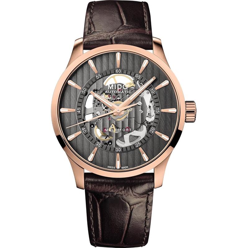 Mido瑞士男表 Multifort系列商务个性镂空圆盘皮带自动机械腕表 42mm