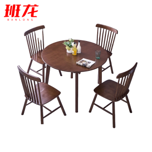 班龙桌子0.8m+4椅胡桃色套