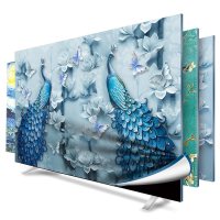 京城派 电视罩防尘罩套简约现代曲面电视机罩挂式液晶客厅55英寸50寸盖布 030蓝孔雀 40-43寸(102*65cm)