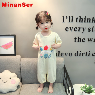 MinanSer小孩子睡觉防踢宝宝连体睡衣夏季薄儿童呼吸棉防踢睡袋婴儿棉家居服女童空调服童装新品童装