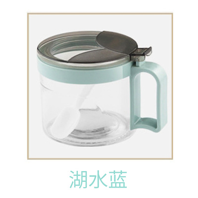 玻璃调料罐厨房盐罐调味罐家用佐料瓶收纳盒组合装调味瓶套装 敬平 单个蓝色