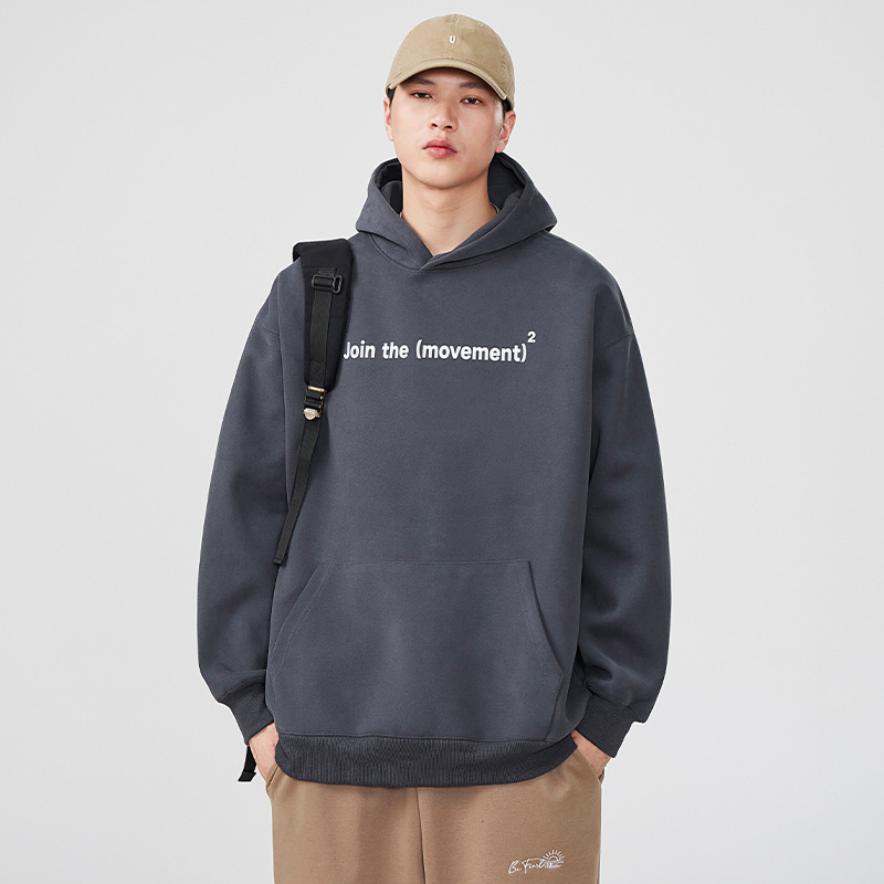 |连帽卫衣男早秋季新款字母印花宽松百搭日系复古百搭休闲