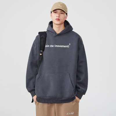 |连帽卫衣男早秋季新款字母印花宽松百搭日系复古百搭休闲