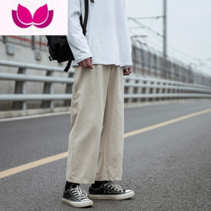 七斓2023新品纯色男士休闲裤百搭青少年直筒长裤学生宽松复古裤子