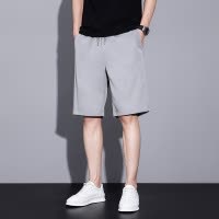 男士夏季高弹力冰丝休闲五分短裤运动薄款微弹力速干运动裤跨境