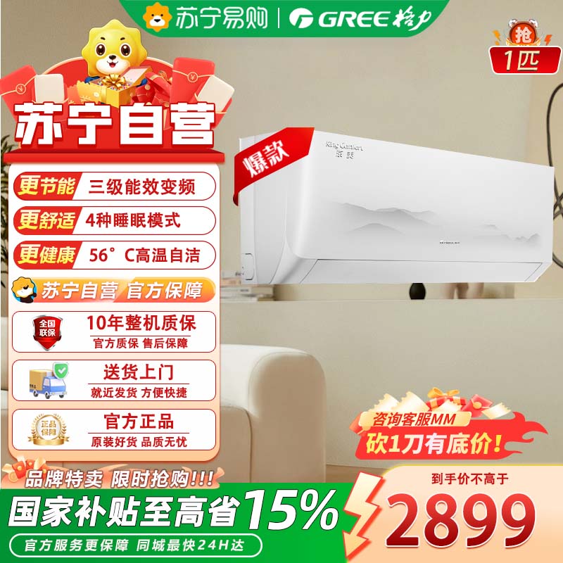 格力(GREE)KFR-26GW/(26587)FNhAd-B3 大1匹 变频冷暖自清洁壁挂式空调挂机