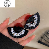 JiMi中国风浮雕立体扇子耳环女复古高级感浮夸耳钉小众设计感个性耳饰