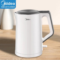 美的(Midea)家用烧水壶电热水壶双层防烫一体式无缝304食品级不锈钢1.5L MK-HJ1522白色