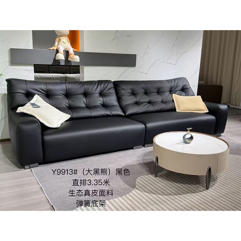 科朔真皮沙发现代简约直排沙发工厂展厅实拍大黑熊款沙发Y9916