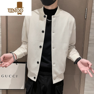 YANXU简约纯色夹克男士青年修身韩版时尚潮牌休闲外套男装工装外衣