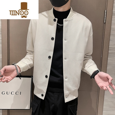 YANXU简约纯色夹克男士青年修身韩版时尚潮牌休闲外套男装工装外衣