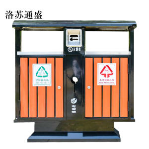 洛苏通盛户外垃圾桶大号环卫不锈钢木分类双果皮箱室外垃圾箱钢木桶豪华款