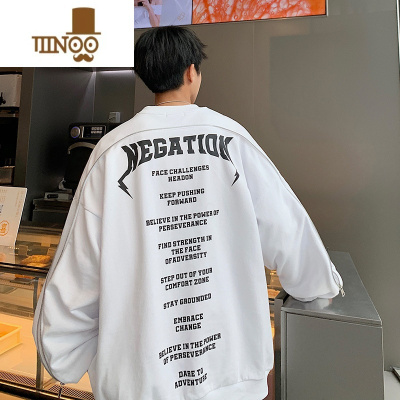 YANXU卫衣男美式高街拉链设计感小众青少年宽松休闲无帽外套