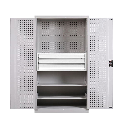 乙壬工具柜加厚铁皮储物柜工厂车间用带抽屉汽修多功能收纳柜通门内三抽柜灰白色