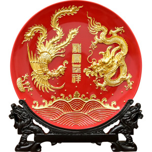 龙凤呈祥漆线雕客厅摆件实用结婚礼物送朋友闺蜜新婚礼品装饰