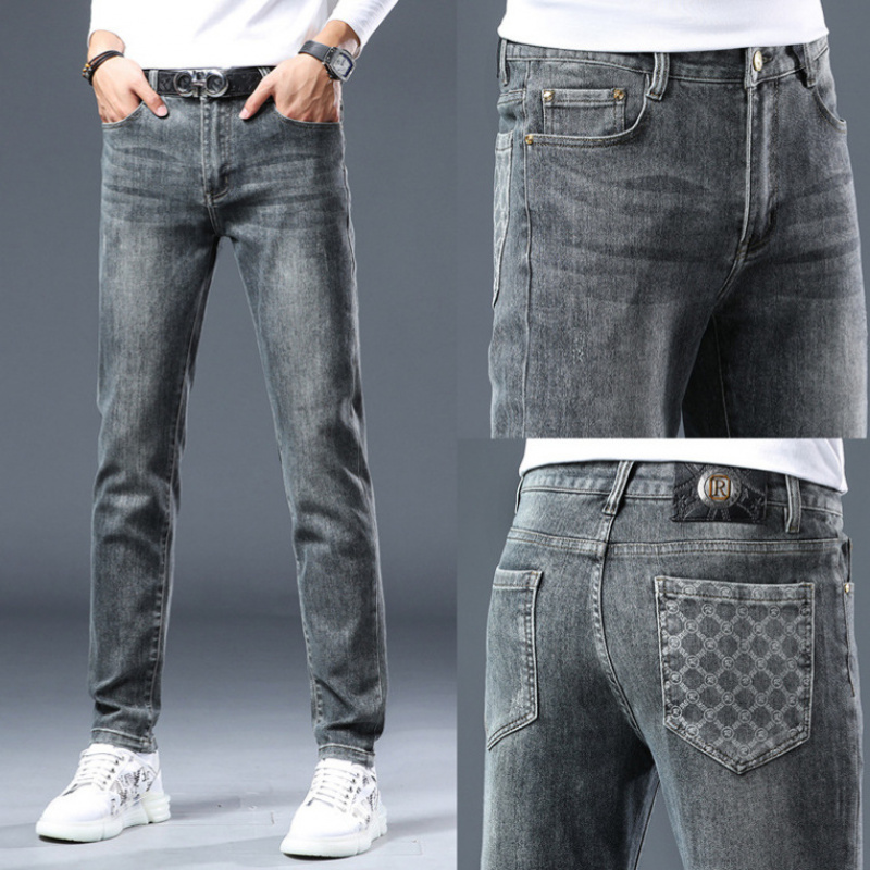 秋冬欧货轻奢潮牌牛仔裤男士弹力修身小直筒裤潮流百搭