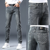 秋冬欧货轻奢潮牌牛仔裤男士弹力修身小直筒裤潮流百搭